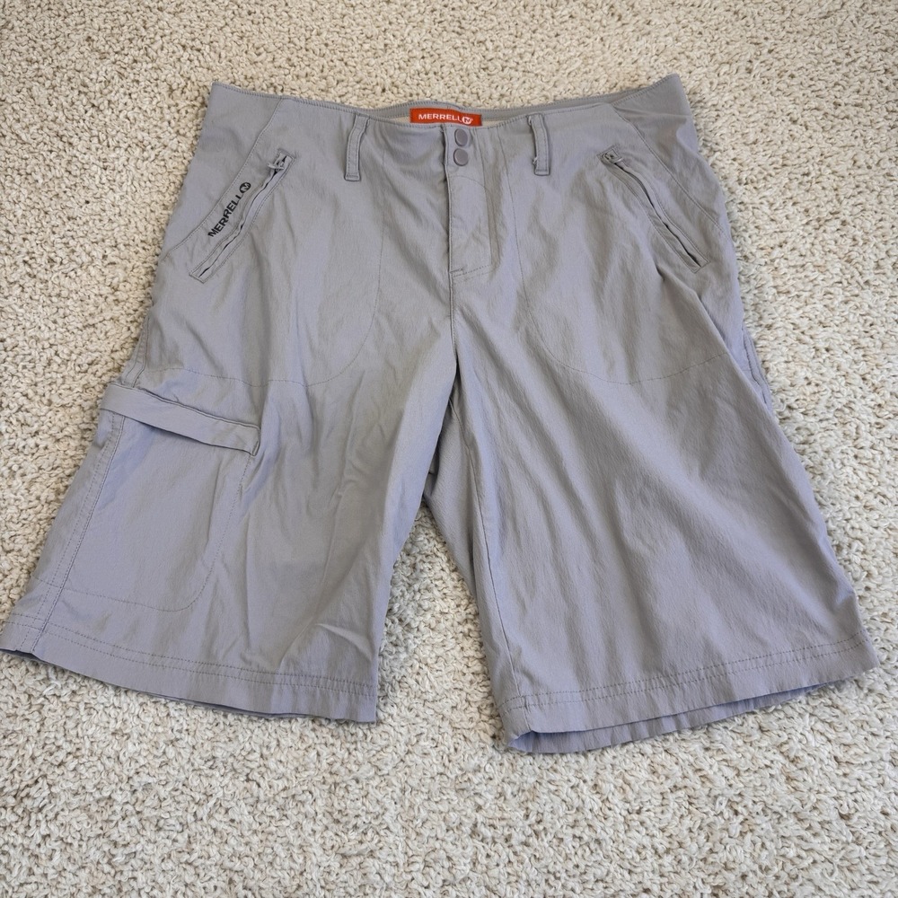 Merrell Womens Size 10 Gray Hiking Shorts SelectWick Stretch Zip Pockets Outdoor